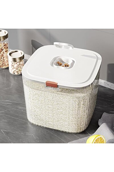 ALMEKAQUZ Rice Storage Container, Large Food Container Rice Dispensing Jar wi...