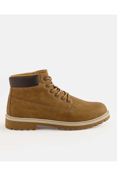 REDTAG Men Tan Lace Up Utility Boots