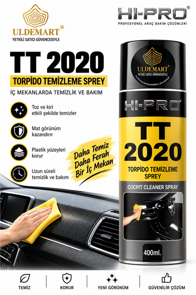HI-PRO Torpido ve Plastik Aksam Temizleme Spreyi 400 ml – Araç İçi & Dışı Plastik Yüzey Temizleyici