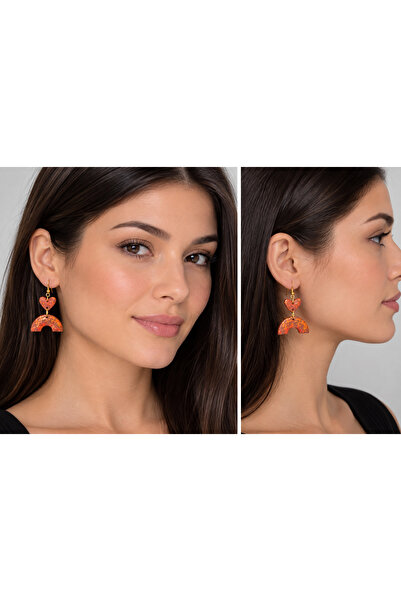 OEMS Handmade Earrings "Heart Glow" - Fimo, orange