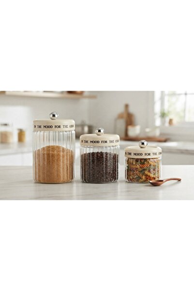 NYC HOME Plastik Vakum Kapaklı Cam Saklama Kavanoz Seti (850 ml - 1100 ml - 1...
