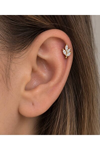 Arescollection 1 ADET ZİRKON TAŞLI TRAGUS HELİX LOBE FLAT CONCH UYUMLU PİERCİNG