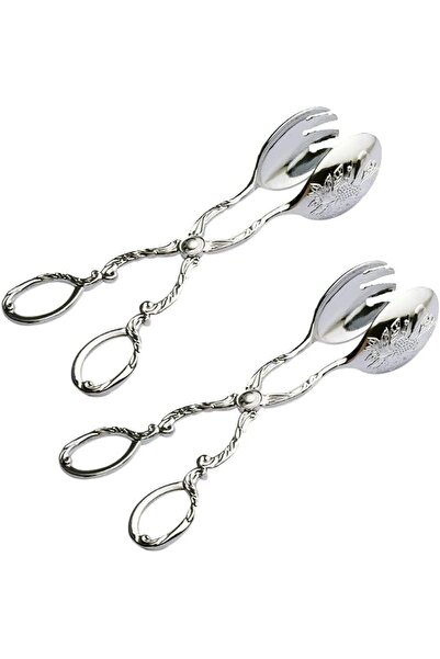 Generic 2-Pack Stainless Steel Buffet Salad Serving Tongs,Silver Polished Fin...