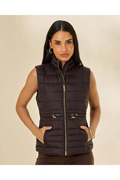 REDTAG سترة نسائية مبطنة باللون البني