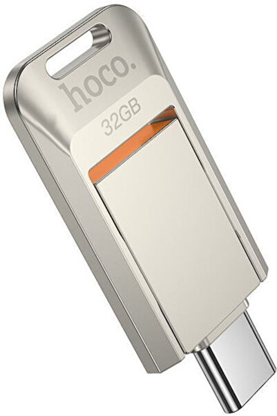Hoco USB στικάκι 32GB USB 2.0 με συνδέσεις USB-A & USB-C, Ασημί