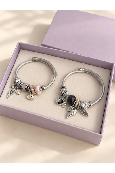 PALMİA TAKI AKSESUAR İtalyan charm bileklik 2'li set
