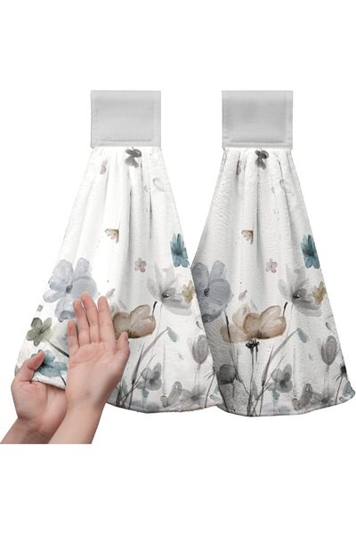 SYOSI Hanging Kitchen Towels Set of 2 Highly Absorbent Microfiber Hand Towels...
