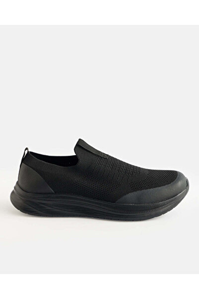 REDTAG Men Black Plain Slip-On Sneakers