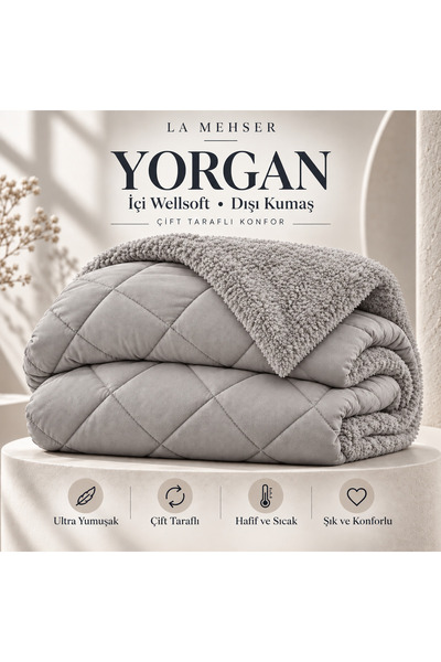 LA MEHSER İçi Peluş Dışı Kumaş Çift Taraflı Welsoft Yorgan