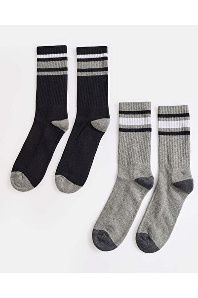 REDTAG Men Assorted Ribbed Socks (Pack Of 2)
