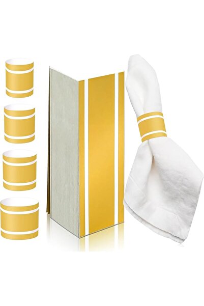 Yelajoy 100 PCS Gold Napkin Bands Shiny Napkin Holder Table Decor