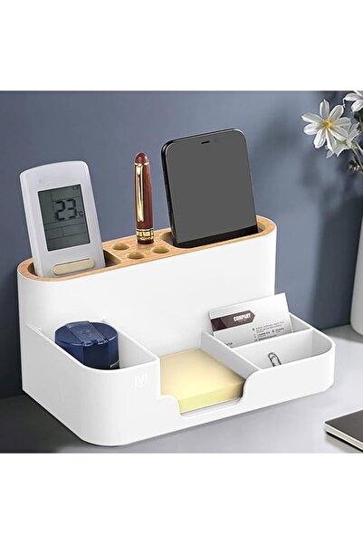 ALMEKAQUZ Stationery Storage Box For Office Desktop, Divided Organizer, Plast...