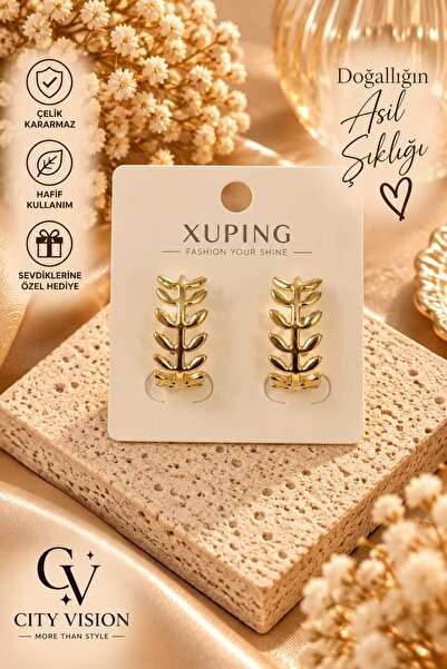 cityvision Wheat Model Gold Color Stainless Steel Earring Set
