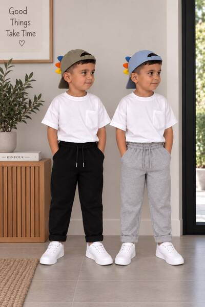ALFİRA TEKSTİL 2 ADET SİYAH-GRİ RENK 5-16 YAŞ ERKEK ÇOCUK OKUL VE GÖSTERİ İÇİ...