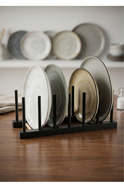 co arma Wooden Plate Holder with Modern Design, Black Color