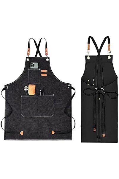PYEBE Chef Aprons for Men Women with Large Pockets,Cotton Canvas Cross Back A...