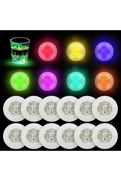 Tazweeq 12 قطعة من حاملات الأكواب المضيئة بتقنية RGB - حاملات أكواب LED متعدد...