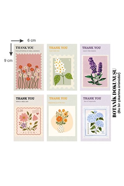 Aspak Kağıtçılık Ambalaj Thank You Sticker 6’lı Set | Çiçekli Paketleme ve Ku...