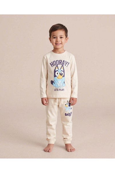 REDTAG Boys Beige Printed Bluey Nightwear Set