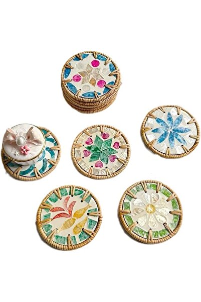 Tazweeq 5 Pieces Handmade Drink Coasters, Waterproof & Thermal Insulation Coa...