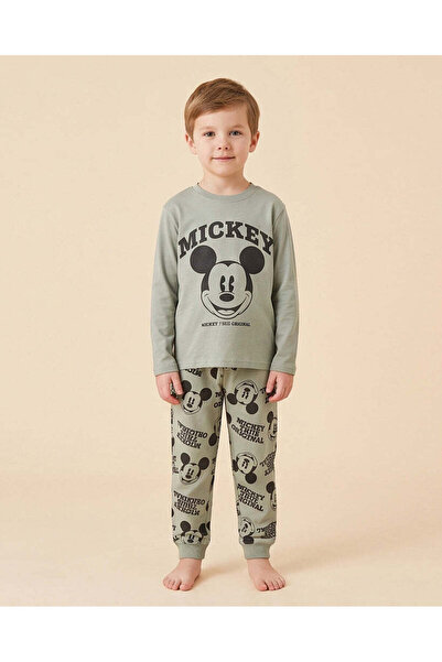 REDTAG Boys Grey Printed Mickey Mouse Nightwear Set