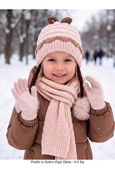Aware Time Kitti 1-4 Years Old Girls' Lined Scarf, Beanie, Gloves 3-Piece Set