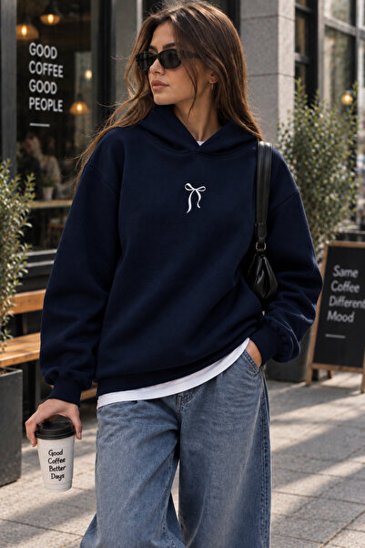 Harmandar Fiyonk Baskılı Kanguru Cepli Kapüşonlu Sweatshirt Hoodie