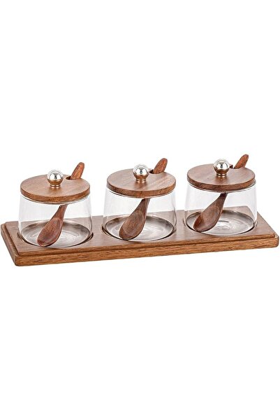 Generic 3 Pack Condiment Jars Set, Seasoning Containers with Acacia Wood Lids...