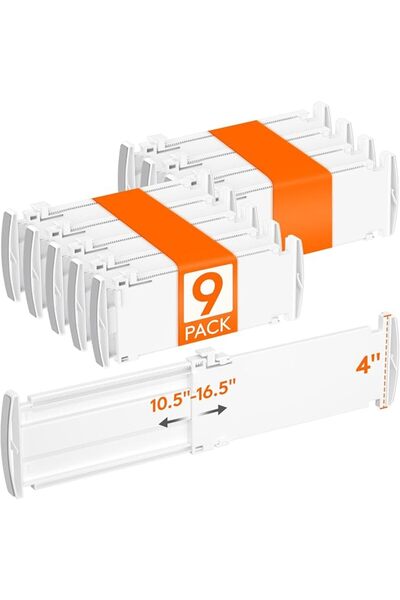 Lifewit 9 قطع من فواصل الأدراج للملابس، قابلة للتمدد من 10.5 إلى 16.5 بوصة، ب...