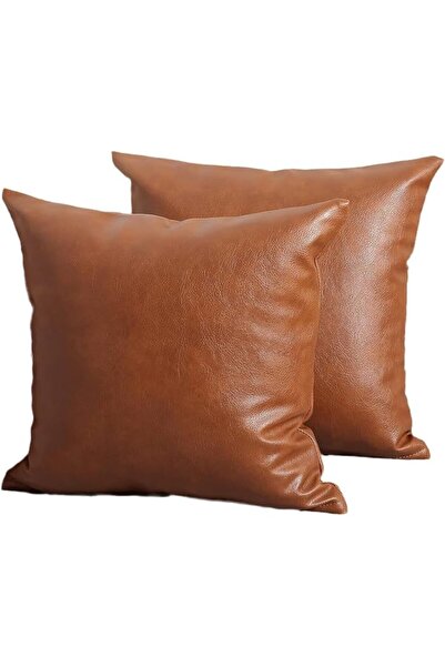 JOYZZZ أغطية وسائد زخرفية، قطعتان 45×45 سم، أغطية وسائد ناعمة من الجلد الصناعي