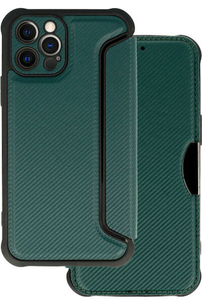 OEM Θήκη Βιβλίο Σιλικόνης / Δερμάτινη Πράσινη (iPhone 12 / 12 Pro)