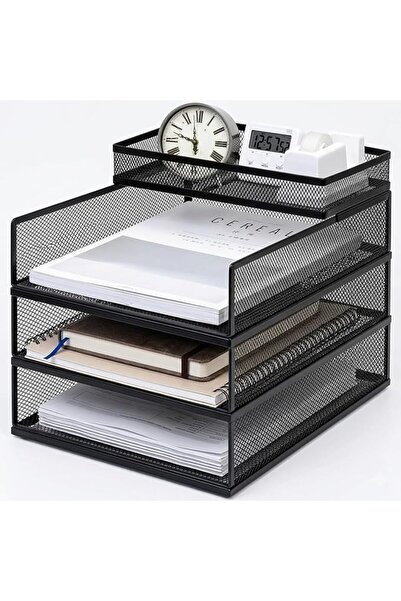 ANGJU Anju Office File Organizer,3-Tier Stackable Paper Trays for Letter Docu...