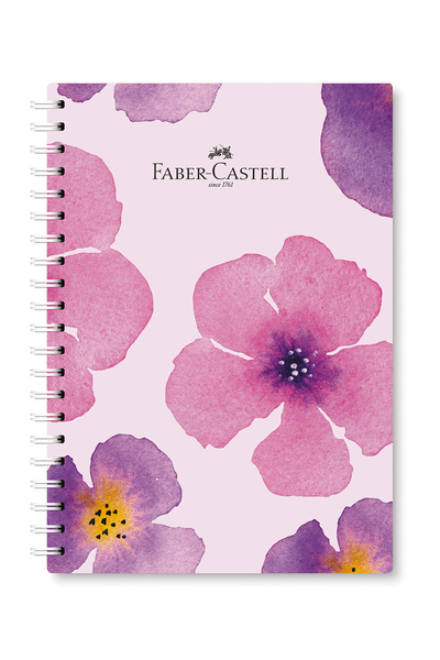 Faber Castell Karton Kapak,Flowers Defter,100 Y,Kareli,80 gr Kağıt,Spiral,1 Adet Karma Renk Gönderilir