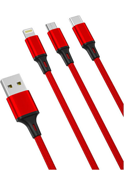 Xo NB173 Πλεγμένο καλώδιο USB σε Lightning / Type-C / micro USB 1.2μ 2.4Α Κόκ...