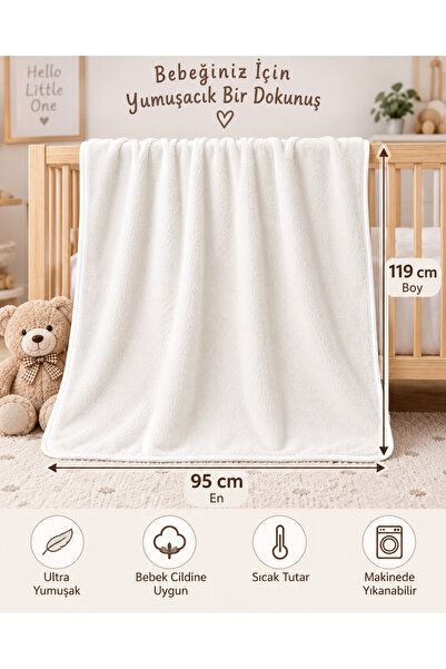 CNR TEKSTİL Soft Cream Baby Blanket