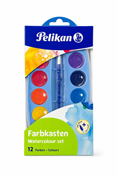 Pelikan Farbkasten 12 Renk Sulu Boya Seti | Canlı Renkler Resim Boyası 12'li