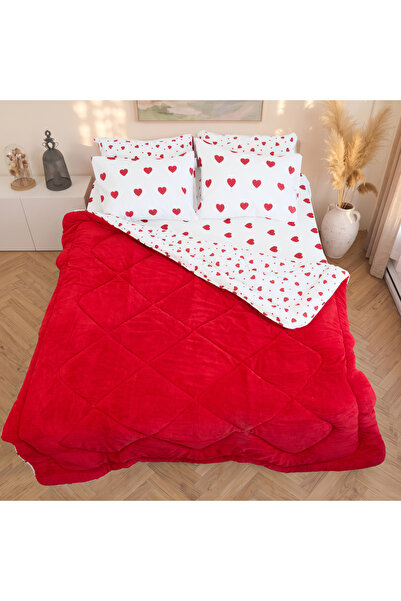 Arma Concept Double Sided Heart Patterned Wellsoft Quilt Sleeping Set 195X215...