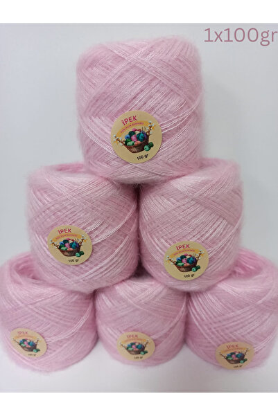 İPEK YÜN İPLİK DÜNYASI Angora Örgü İpi (Açık Pembe) 100gr