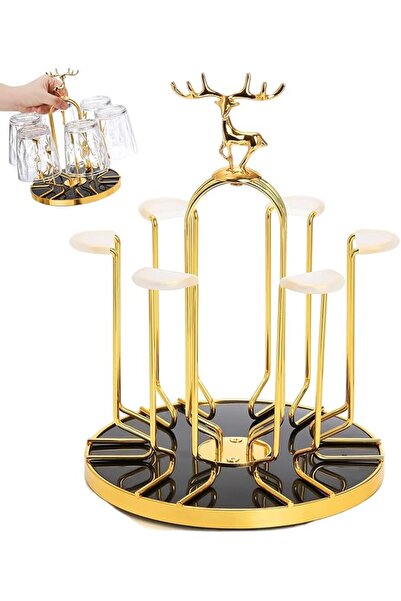 GENERAL Cup Drying Rack, Rotating 6-Cup Beverage Drying Rack with Drip Tray, ...