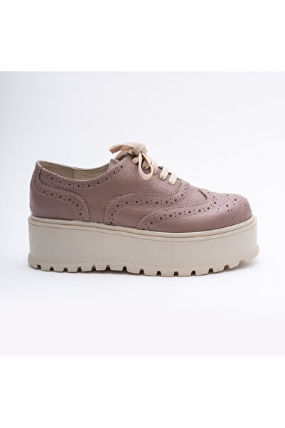 VAGAM Pantofi Dama din Piele Naturala Nude Bizonat