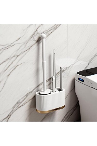 GENERAL 4 in 1 Toilet Brush Set with Holder, No Scratch Bowl Cleaner with Fle...