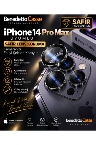 lucek cases واقي عدسة الكاميرا من الياقوت الأزرق المتوافق مع iPhone 14 Pro Ma...