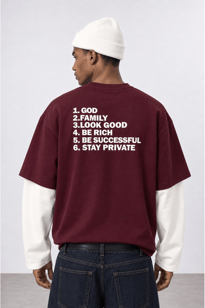 Respire Erkek Double Sleeve Oversize Sweatshirt Bordo