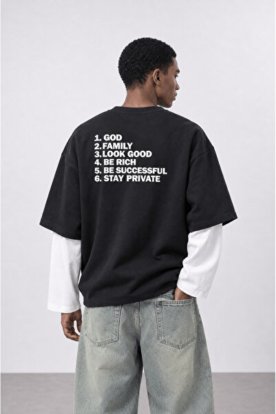 Respire Erkek Double Sleeve Oversize Sweatshirt Siyah