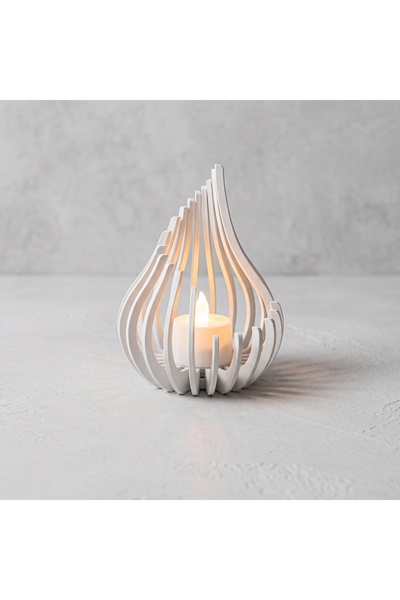 Modern Tasarım Tealight Mumluk - Beyaz, Siyah ve Kahve Renk Seçenekleri (Pilli Tealight Hediyeli)