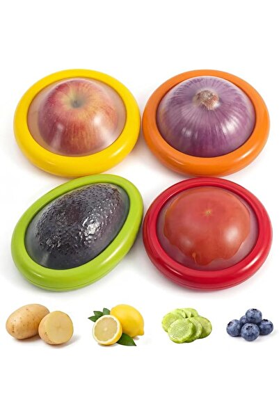 Maykela 4Pcs Silicone Food Storage Containers, Reusable Produce Saver for Avo...