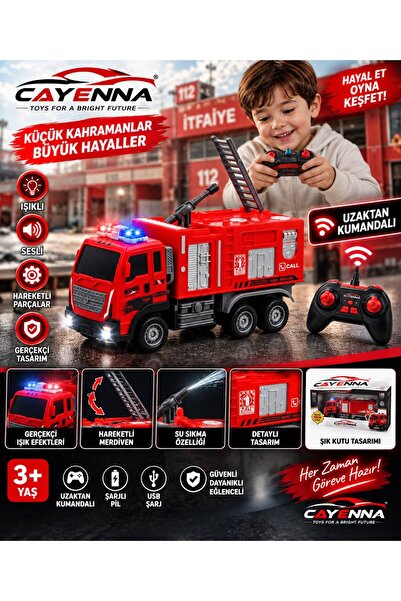 cayenna Uzaktan Kumandalı Full Fonksiyon 2.4G Şarjlı İtfaiye Aracı Hareketli ...