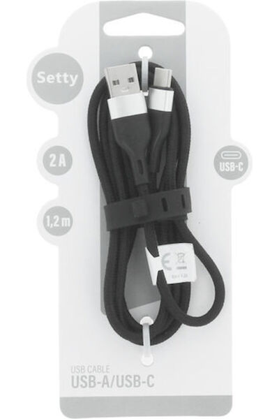 OEM Καλώδιο USB 2.0 USB Type-C Αρσενικό - USB-A 15W Μαύρο 1.2μ