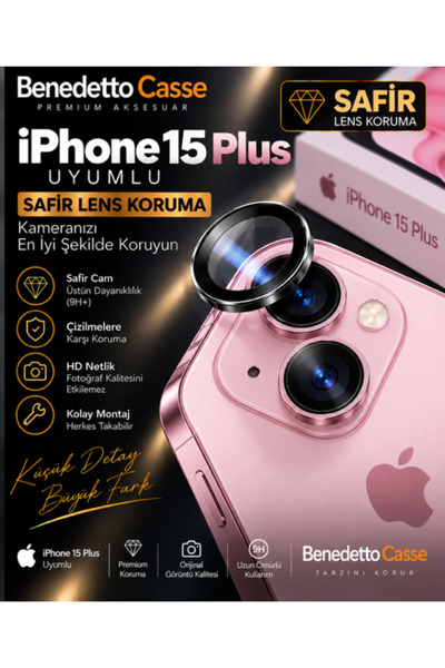 lucek cases واقي عدسة الكاميرا من الياقوت الأزرق متوافق مع iPhone 15 Plus - س...