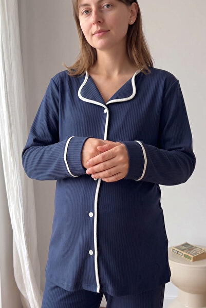 Miss Dünya Lissa Elisa Soft Elegance Yumoş Düğmeli Ayarlanabilir Bel Lohusa Pijama Takımı